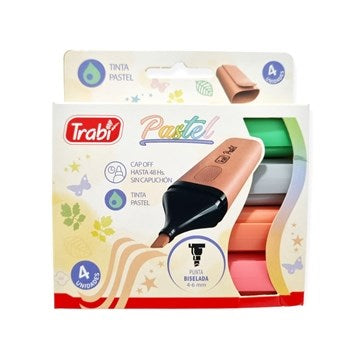 RESALTADOR X4 UNID. PASTEL CLASICO SURT. CAJA TRABI TR5984 (32/1)