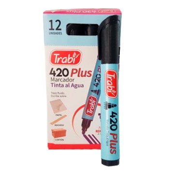 MARCADOR AL AGUA P/REDONDA 420 NEGRO TR1521 TRABI (B12)