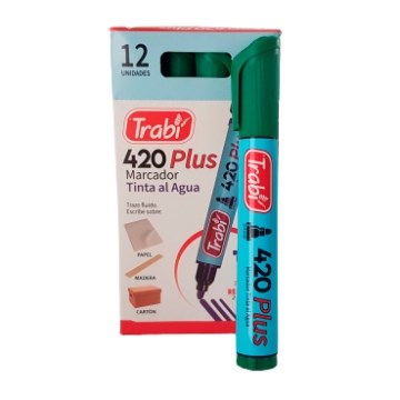 MARCADOR AL AGUA P/REDONDA 420 VERDE TR1524 TRABI (B12)