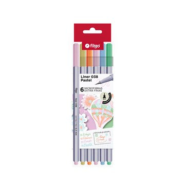 MICROFIBRA 0.4MM  X 6 UNID. LINER 038 PASTEL FILGO L38-E6-PAS FIL01