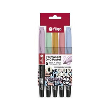 MARCADOR X 5 PERMANENTE 040 FINO PASTEL PM040-E5-PAS FILGO FIL01