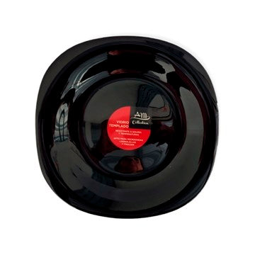 PLATO HONDO 22.5 CM CUAD. NEGRO VIDRIO TEMPLADO HLFTP90 BNFSP90 MTA01 RES01 MIN02