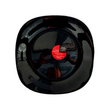 PLATO POSTRE 20CM CUAD. NEGRO VIDRIO TEMPLADO LISO HLFP85 BNFP85 MTA01 RES01 CAR15