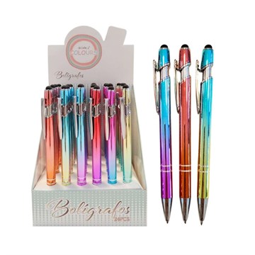 BOLIGRAFO RETRACTIL AZUL METAL TORNASOLADO C/TOUCH 29101 COL01 (B24) (FANTASIA)