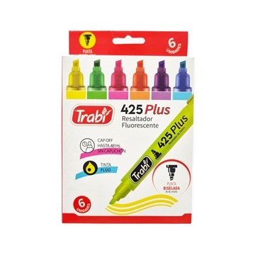 RESALTADOR X6 UNID. P/BIS COL. FLUORESCENTE 425 PLUS TR5788 TRABI