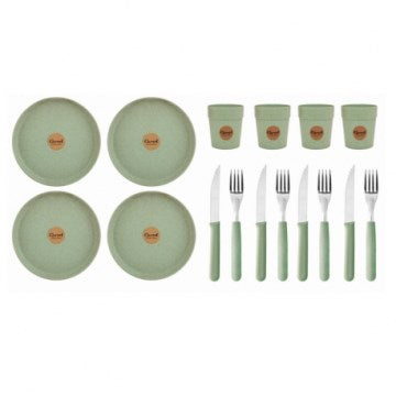 PLATO + VASO+ CUBIERTOS X 4 UNID. CAROL  3900 39160 CAR15