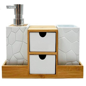 ORGANIZADOR BAÑO BAMBOO DISP. JABON ESCAMAS 2 CAJONES 3064 ALF01