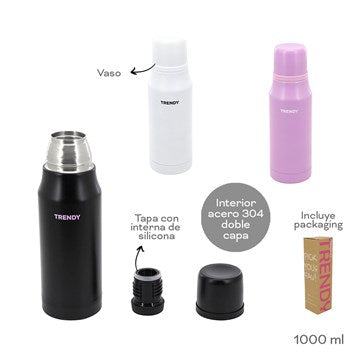 TERMO 750ML ACERO INOXIDABLE DOBLE CAPA TRENDY 18435 TAR02