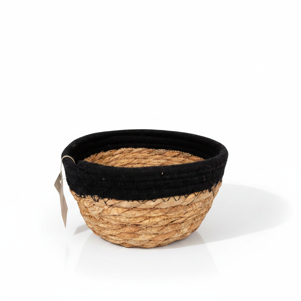 CANASTA 17X9CM SEAGRASS BORDE BCO/NGRO 25602982 25602983 TAL01