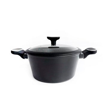 OLLA 22CM TEFLON GRANITO C/TAPA VIDRIO Y MANGO SILICONA/MADERA 8722 6722 CAR15 (B4)