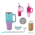VASO TERMICO 1200ML ACERO DOBLE CAPA  C/TAPA ACRILICO C/BOMBILLA PLAST.. TRENDY 17512/17513/18482 TAR02