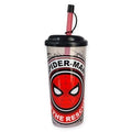 VASO ALTO RECTO C/SORBETE Y TAPA SPIDER MAN 01SPIDER027 BEL01 (B6)