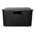 CANASTO RECTANGULAR 32X22 C/TAPA T/RATAN NEGRO  068.012.003 SAO01