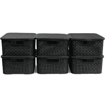 CANASTO RECTANGULAR 38X28 C/TAPA T/RATAN NEGRO  069.006.003 SAO01