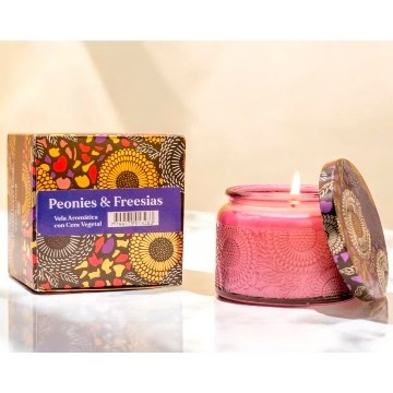 VELA AROMATICA CERA VEGETAL LUXE EN FRASCO C/TAPA EN CAJA AROMANZA 101HB ILUM01