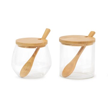 AZUCARERA VIDRIO C/TAPA Y CUCHARA DE BAMBU 1053 BZP01