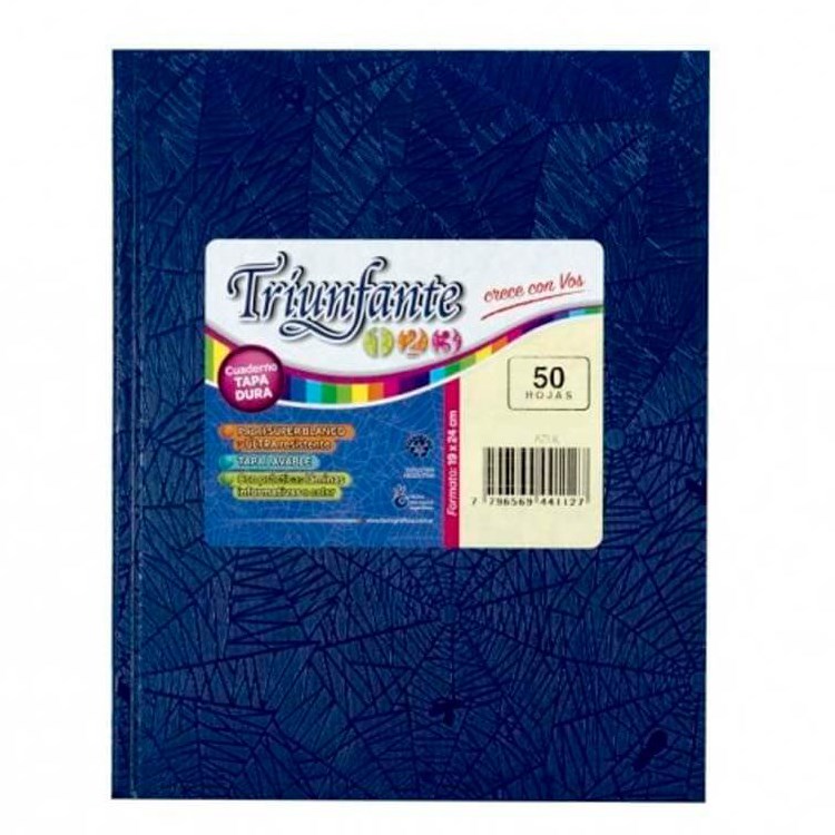 CUADERNO 48HJ 19X24 T/D LISO ARAÑA AZUL 441028 TRIUNFANTE TEC02