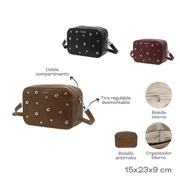 MORRAL 15X23X9CM DOBLE COMPARTIMENTO, TIRA REG DES, BOL Y ORG INT, BOLSILLO ANTIRR TRENDY 22750 TAR0