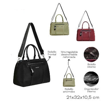 CARTERA 21X32X10.5CM NYLON TIRA REG DES REFORZADA, BOLSILLO FRONTAL Y ANTIRR, BOL Y ORG INT TRENDY 3