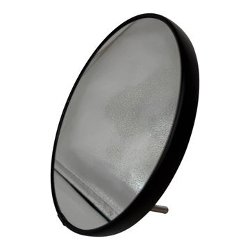 ESPEJO C/PIE 18CM REDONDO C/MARCO NEGRO Y MADERA ATRAS 25602962 TAL01
