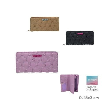 BILLETERA DAMA 9X18X3CM 2 MOD TRENDY 29052 29055 TAR02