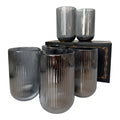 VASO 450ML X6 VIDRIO RAYADO GRIS PERLADO 25603889 TAL01