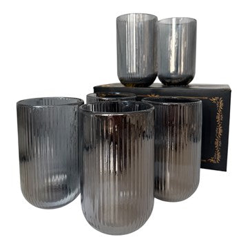 VASO 450ML X6 VIDRIO RAYADO GRIS PERLADO 25603889 TAL01