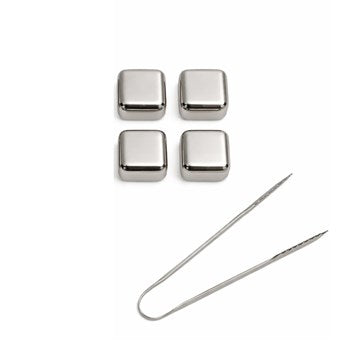 CUBO DE HIELO DE ACERO X4 + PINZA EN CAJA ZZ-2212 RAN01 (P)
