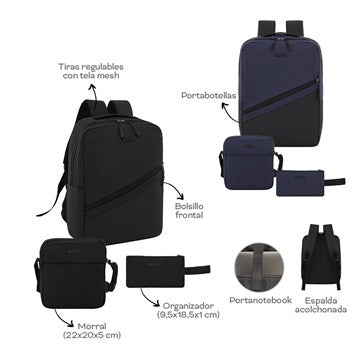 MOCHILA + MORRAL + ORGANIZADOR BOSSI 30365 30366 TAR02