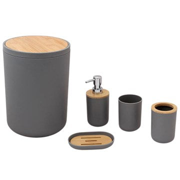 SET BAÑO X5 PZAS PLASTICO+BAMBU BA3002 VGO01