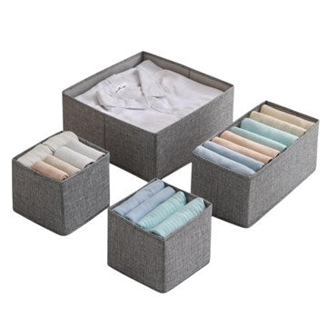 SET X4 CAJAS FORRADA EN TELA PLEGABLE GRIS 027-20G WOO01