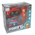 ROBOT BAILARÍN C/ C/R DE LARGA DISTANCIA.TIENE LUCES Y MÚSICA DINÁMICA.  SE MUEVE EN VARIAS DIRECCIONES, GIRA LOS BRAZOS Y LA CINTURA. A PILAS EN CAJA 16,5X29X17CM RB55 GRU01
