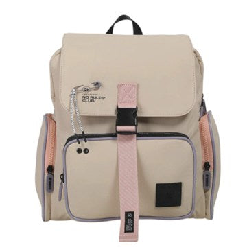 MOCHILA 38,5X10X33CM GUADA NYLON C/DETALLES DE COLOR C/SOLAPA FRONTAL Y BOLSILLOS EXTERIORES. M257 CHI01