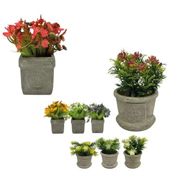 MACETA PIEDRA 14CM C/PLANTA ARTIFICIAL 7210R 7209R ROD02 (B60/1)
