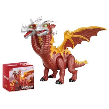 DINOSAURIO DRAGON C/2 CABEZAS C/LUZ Y SONIDO DN12
