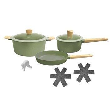 BATERIA COCINA 5 PZAS ALUMINIO ESMALTADO OLIVE  OLI01 HUD01