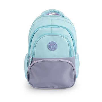 MOCHILA ESPALDA 43X30X13 4 CIERRES 2 BOLSILLOS LATERALES PARA BOTELLA  BOLSILLO FRONTAL CON AMPLIA CAPACIDAD DE GUARDADO TIRAS Y ESPALDA ACOLCHADAS WINNER CELESTE C/LILA TALBOT 8043 CSL01 (B6)