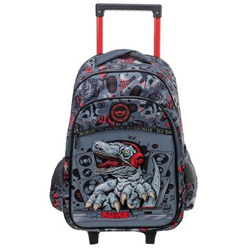 MOCHILA 18" C/CARRO GANG DINO 4 CIERRES 2 BOLSILLOS LATERALES PARA BOTELLA  RUEDAS DE PVC CARRO REGULABLE 2 ALTURAS 46X32X15,5 TALBOT 7283 CSL01 (B3)
