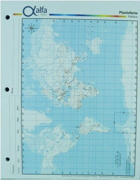 MAPA PLANISFERIO POLITICO Nº3 3140200 ALFA GLOSS (B40)