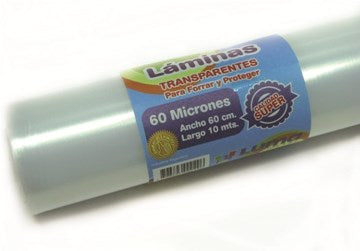 LAMINA EN ROLLO 10MTSX60CM 60MIC TRANSP.LUMA 32-12 (B12-1)