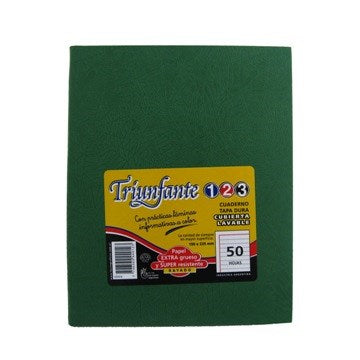 CUADERNO  19X24CM 50HJ T/D RAY ARAÑA VERDE 449123 TRIUNFANTE 123 TEC02 (B5)