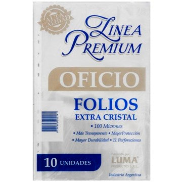FOLIO OFICIO X10 UNID PREMIUM 100 MICRONES 31-60 LUMA (B160)
