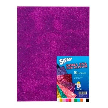 GOMA EVA GLITTER LILA-VIOLETA 9627 SIFAP CORCHOLINEA PAX REXON CBX KOB01 (B5/10)