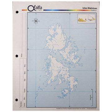 MAPA ISLAS MALVINAS POLITICO Nº3 3140309 ALFA GLOSS (B1600/40)