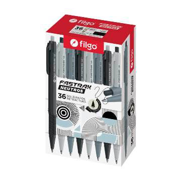 BOLIGRAFO RETRACTIL FASTRAK NEUTRO AZUL 1.0MM FILGO FT10-C36-003 FIL01 (B36)
