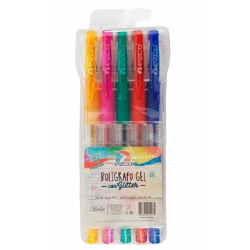 BOLIGRAFO GEL C/BRILLOS/METALIZADO X5 UNID SK01 EZCO (B24)