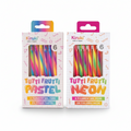 Set de 12 bolígrafos de gel WISHFUL con diseño arcoíris en tonos pastel y neón, empaquetados en cajas individuales.