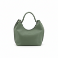 Bolso WISHFUL de cuero sintético graneado en color verde oliva con asa superior trenzada y herrajes plateados