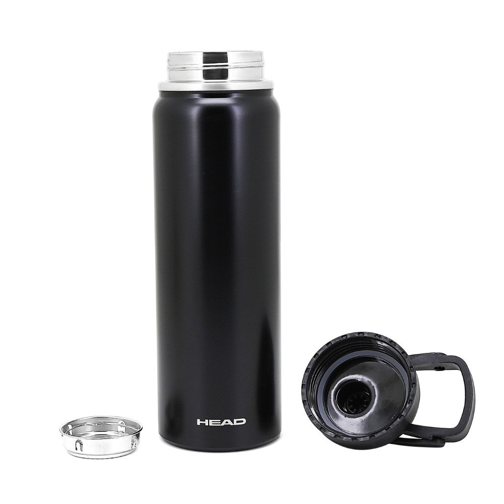 Botella térmica WISHFUL HEAD de 800ml en color negro con tapa de rosca y filtro metálico desmontable