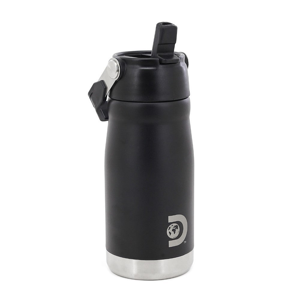 Botella térmica negra de 650ml Discovery de WISHFUL con tapa de boquilla y base de acero inoxidable